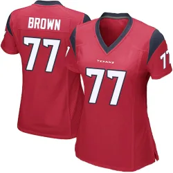 Houston Texans Women's Game Red Alternate Jersey (77 Trent Brown)