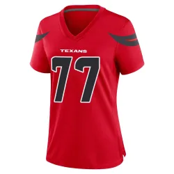 Houston Texans Women's Game Red Alternate Jersey (77 Trent Brown)