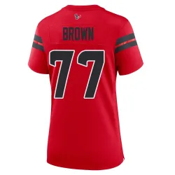 Houston Texans Women's Game Red Alternate Jersey (77 Trent Brown)