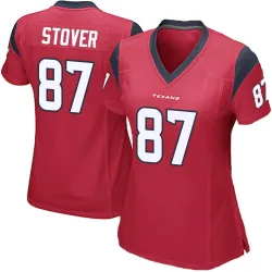 Houston Texans Women's Game Red Alternate Jersey (87 Cade Stover)