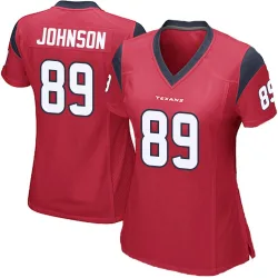 Houston Texans Women's Game Red Alternate Jersey (89 Xavier Johnson)