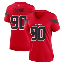 Houston Texans Women's Game Red Alternate Jersey (90 Sheldon Rankins)