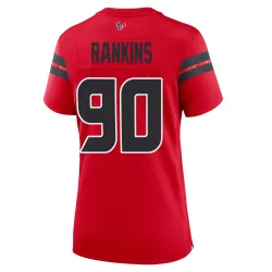 Houston Texans Women's Game Red Alternate Jersey (90 Sheldon Rankins)