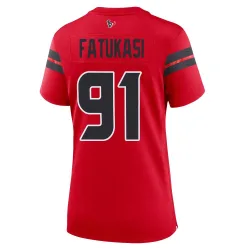 Houston Texans Women's Game Red Alternate Jersey (91 Folorunso Fatukasi)