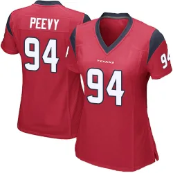 Houston Texans Women's Game Red Alternate Jersey (94 Jayden Peevy)