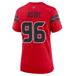 Houston Texans Women's Game Red Alternate Jersey (96 Denico Autry)