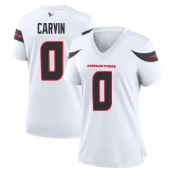 Houston Texans Women's Game White Jersey (0 Jerome Carvin)