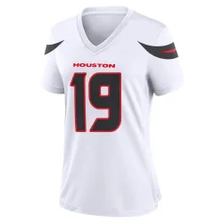 Houston Texans Women's Game White Jersey (19 Xavier Hutchinson)