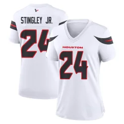 Houston Texans Women's Game White Jersey (24 Derek Stingley Jr.)