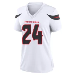 Houston Texans Women's Game White Jersey (24 Derek Stingley Jr.)