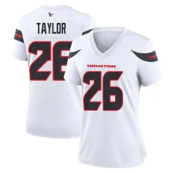Houston Texans Women's Game White Jersey (26 J.J. Taylor)