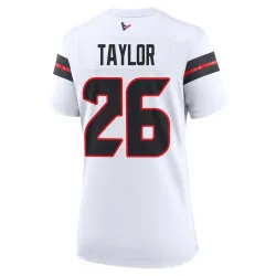 Houston Texans Women's Game White Jersey (26 J.J. Taylor)