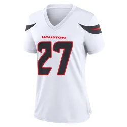 Houston Texans Women's Game White Jersey (27 Woody Marks)