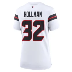 Houston Texans Women's Game White Jersey (32 Ka'dar Hollman)