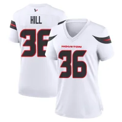 Houston Texans Women's Game White Jersey (36 Brandon Hill)