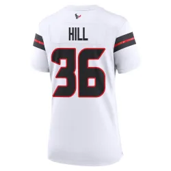 Houston Texans Women's Game White Jersey (36 Brandon Hill)