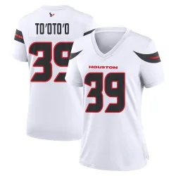 Houston Texans Women's Game White Jersey (39 Henry To'oTo'o)