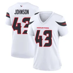 Houston Texans Women's Game White Jersey (43 Jakob Johnson)