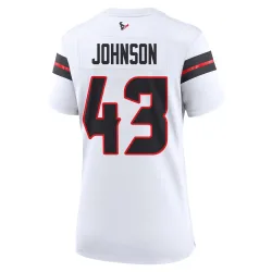 Houston Texans Women's Game White Jersey (43 Jakob Johnson)