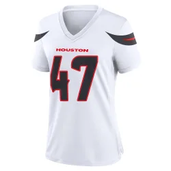 Houston Texans Women's Game White Jersey (47 K.C. Ossai)