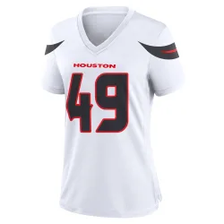 Houston Texans Women's Game White Jersey (49 Tucker Addington)