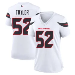 Houston Texans Women's Game White Jersey (52 Darrell Taylor)