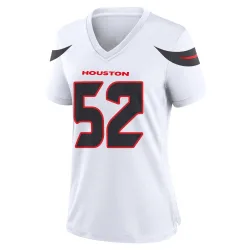 Houston Texans Women's Game White Jersey (52 Darrell Taylor)