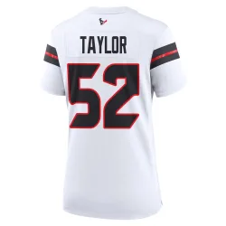 Houston Texans Women's Game White Jersey (52 Darrell Taylor)