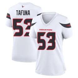 Houston Texans Women's Game White Jersey (53 Junior Tafuna)