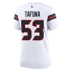 Houston Texans Women's Game White Jersey (53 Junior Tafuna)