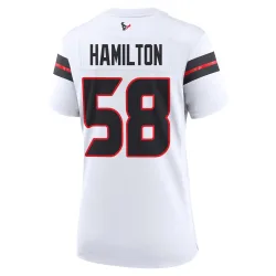 Houston Texans Women's Game White Jersey (58 Kyonte Hamilton)