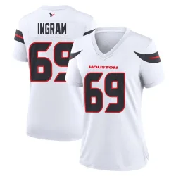 Houston Texans Women's Game White Jersey (69 Ed Ingram)