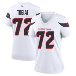 Houston Texans Women's Game White Jersey (72 Tommy Togiai)