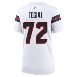 Houston Texans Women's Game White Jersey (72 Tommy Togiai)