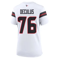 Houston Texans Women's Game White Jersey (76 Austin Deculus)