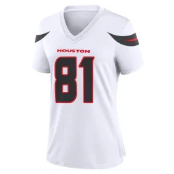 Houston Texans Women's Game White Jersey (81 Jaxon Janke)