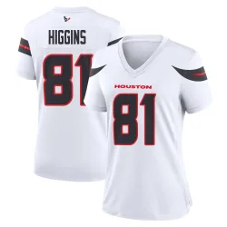 Houston Texans Women's Game White Jersey (81 Jayden Higgins)