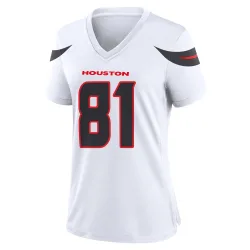 Houston Texans Women's Game White Jersey (81 Jayden Higgins)