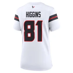 Houston Texans Women's Game White Jersey (81 Jayden Higgins)