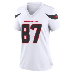Houston Texans Women's Game White Jersey (87 Cade Stover)