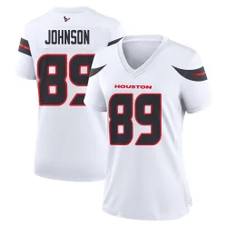 Houston Texans Women's Game White Jersey (89 Xavier Johnson)