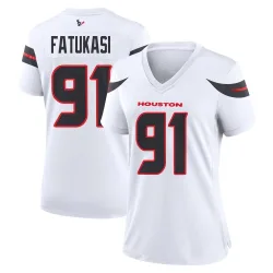 Houston Texans Women's Game White Jersey (91 Folorunso Fatukasi)