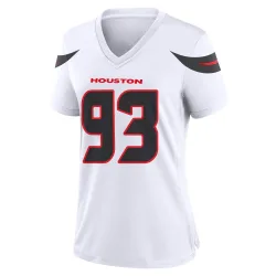 Houston Texans Women's Game White Jersey (93 Kurt Hinish)