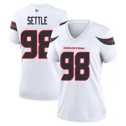 Houston Texans Women's Game White Jersey (98 Tim Settle Jr.)