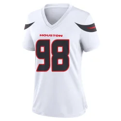 Houston Texans Women's Game White Jersey (98 Tim Settle Jr.)