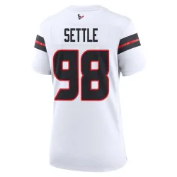 Houston Texans Women's Game White Jersey (98 Tim Settle Jr.)
