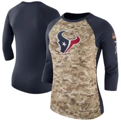 Houston Texans Women's Legend Camo /Navy Salute to Service 2017 Three-Quarter Raglan Sleeve T-Shirt