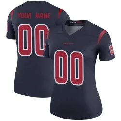 Houston Texans Women's Legend Navy Color Rush Jersey (00 Custom)