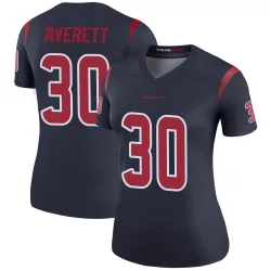 Houston Texans Women's Legend Navy Color Rush Jersey (30 Anthony Averett)