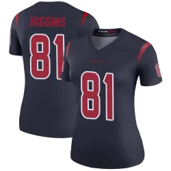 Houston Texans Women's Legend Navy Color Rush Jersey (81 Jayden Higgins)